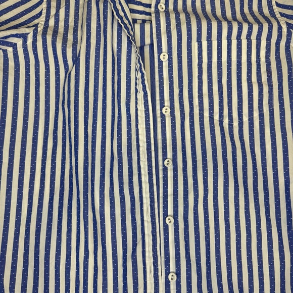 J.Crew Blue White Striped Swiss Dot Button Down Shirt Size 4 - Picture 4 of 7